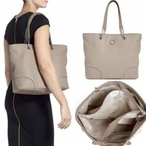 Tory Burch Pebbled Leather Tote, French Grey